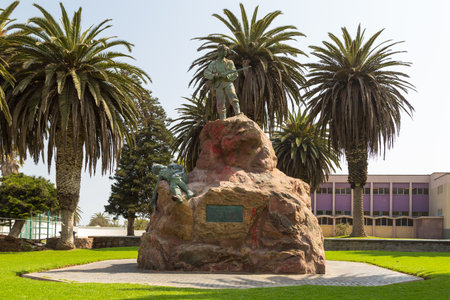 Swakopmund, Namibia - 03 October 2018: Monument dedicated to the victims of war. Center of the town.のeditorial素材