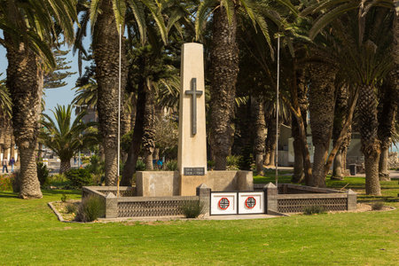 Swakopmund, Namibia - 03 October 2018: Monument dedicated to the victims of war. Center of the town.のeditorial素材
