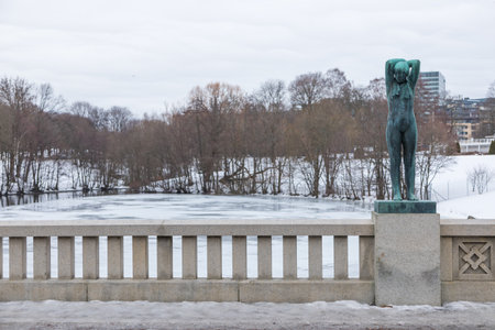 Norway, Oslo - 17 February 2019: Sculpture in Frogner Park, sculpture created by Gustav Vigeland. Public park in capital city of Norway.のeditorial素材