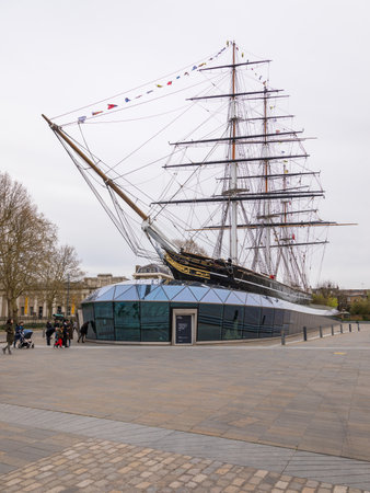 LONDON, UK - 05 April 2019: Greenwich, London, Cutty Sark is a British clipper ship. She was one of the last tea clippers to be built and one of the fastest.のeditorial素材