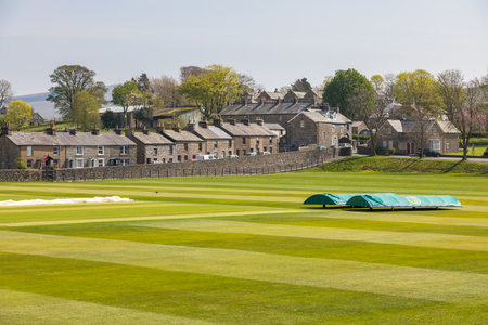 Sedbergh, Yorkshire, UK - April 20, 2019: View if the buildings of the Sedbergh village. school playground. Sunny spring day. Yorkshire Dales, UKのeditorial素材