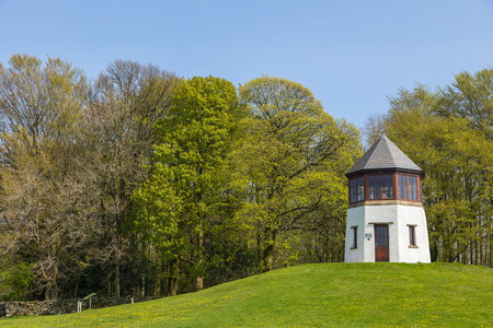 Sedbergh, Yorkshire Dales, UK - April 20, 2019: View of the Pepperpot, old historic house. White, tall building.のeditorial素材
