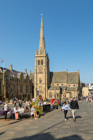 Durham, North East England, UK - 22 April 2019: St Nicholas Church, commonly known as St Nics. Church of England place of worship located on Durham marketplace.のeditorial素材