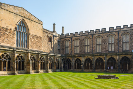 Durham, North East England, UK - 22 April 2019: Durham Cathedral viewed from Palace Green. Anglican Cathedral and the central church of the Diocese of Durham.のeditorial素材