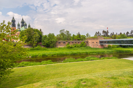 Poznan, Poland - May 19, 2019: The Cathedral Sluice, fortified hydrotechnical facility of the Poznan Fortress erected on the Cybina River.のeditorial素材