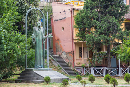 Georgia, Tbilisi - August 30, 2019: Statue of Yetim Gurdji in Old Tbilisi. Georgian poet.