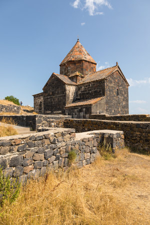Sevanavank, Armenia - September 02, 2019: View of the Sevanavank, monastic complex located on the shore of Lake Sevan. Surp Arakelots meaning the Holy Apostles.のeditorial素材