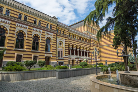 Tbilisi, Georgia - 06 September 2019: Opera and Ballet Theater of Tbilisi, formerly known as the Tiflis Imperial Theater situated on Rustaveli Avenue. Tbilisi, Georgia.の写真素材