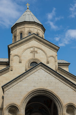 The Kashveti Church of St. George, a Georgian Orthodox Church in central Tbilisi. Facade of the...