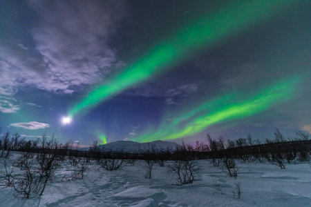 Northern light at Abisko National Park. Lapland, northern part of Sweden.の写真素材