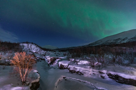Northern light at Abisko National Park. Lapland, northern part of Sweden.の写真素材
