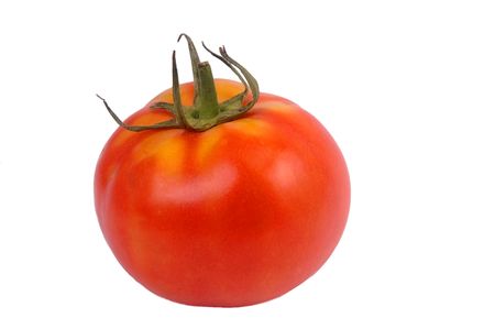 red tomato isolated on whiteの写真素材