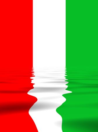 italy flag with reflectionの写真素材