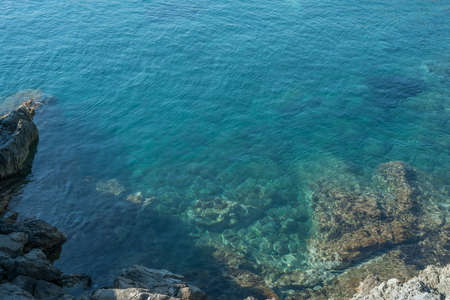 Clear Blue Sea Water in the Mediterranean Sea in Liguria, Italy