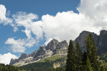 Rosengarten in the Dolomites in the Schlerngebiet. Mountains in South Tirol, SÃ¼dtirol.の写真素材