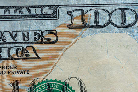 One Hundred Dollar Banknote. Closeup of 100 USD bill. American money. USA Currency, Cash Money as...