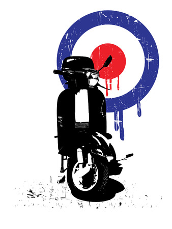 Retro scooter and mod signのイラスト素材