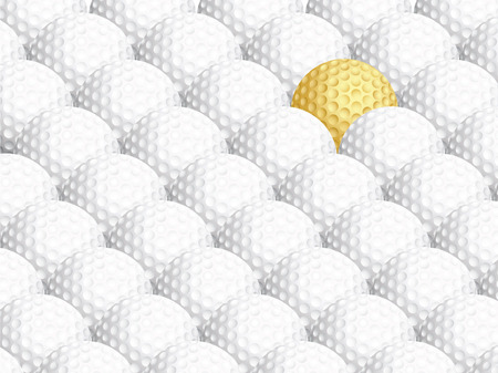 Golden golf ball, standing out from the restのイラスト素材