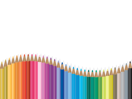 Colorful pencils wave illustrationのイラスト素材