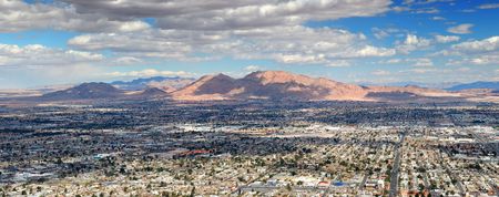 Las Vegas Aerial Panorama with city skyline, mountain and streets.の写真素材