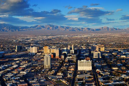 Modern City skyline. Las Vegas aerial view with mountainの写真素材