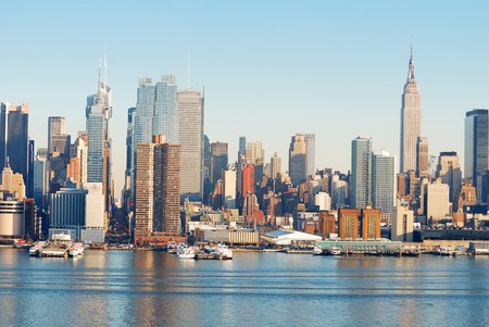Urban Architecture, New York City over Hudson River with Empire State building.の写真素材