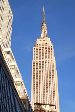 Empire State Building in New York City Manhattan Fifth Avenue with street view and skyscrapers.のeditorial素材