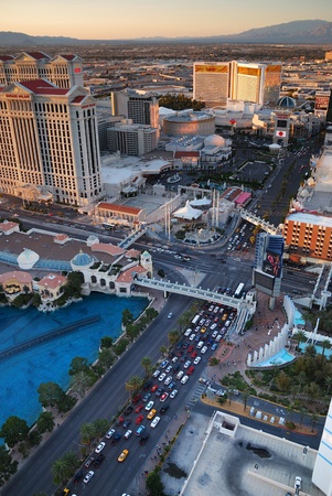 Las Vegas, Nevada - March 4,  Las Vegas street viewed from top of Eiffel Tower Hotel., March 4, 2010 in Las Vegas, Nevada.のeditorial素材