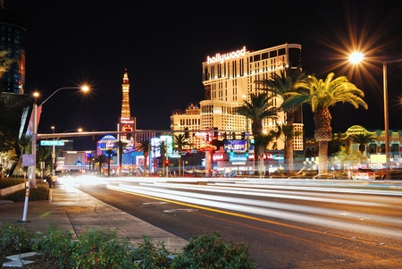 LAS VEGAS - MAR 4: Vegas Strip at night on March 4, 2010 in Las Vegas, Nevada. The Las Vegas Strip is 3.8 mile stretch featured with world class hotels and casino.のeditorial素材