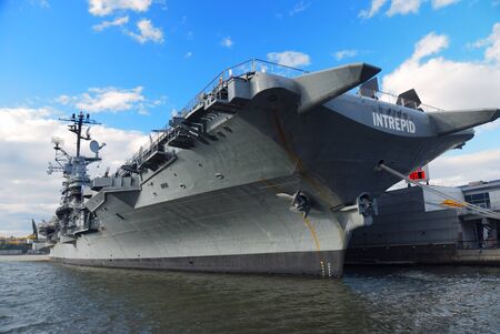 NEW YORK CITY - Nov 2: USS Intrepid (CV/CVA/CVS-11), known as The Fighting "I", is one of 24 Essex-class aircraft carriers built during World War II for the United States Navy, November 2, 2010 in Manhattan, New York City.のeditorial素材