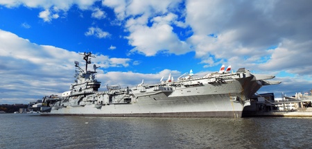 NEW YORK CITY - Nov 2: USS Intrepid (CV/CVA/CVS-11), known as The Fighting "I", is one of 24 Essex-class aircraft carriers built during World War II for the United States Navy, November 2, 2010 in Manhattan, New York City.のeditorial素材