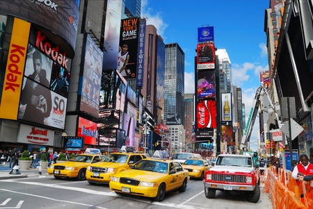 NEW YORK CITY - SEP 5: Times Square, featured with Broadway Theaters and LED signs, is a symbol of...