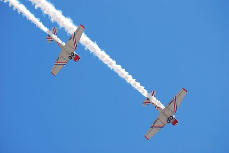 JONES BEACH - MAY 30: Group of flying aircraft on Jones Beach Air Show on May 30, 2010 in Jones Beach, New York. のeditorial素材