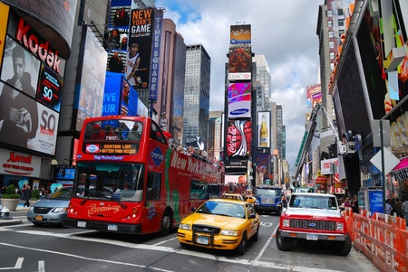 NEW YORK CITY - SEP 5: Times Square, featured with Broadway Theaters and LED signs, is a symbol of New York City and the United States, September 5, 2009 in Manhattan, New York City.のeditorial素材