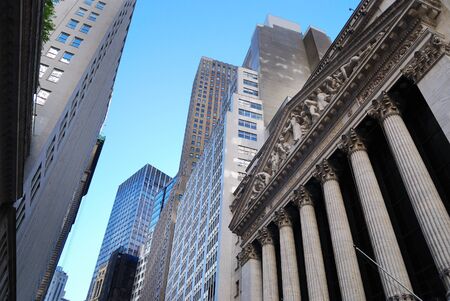 NEW YORK CITY - AUG 8: Wall Street, a metonym for the "influential financial interests" of the American financial industry. August 8, 2010 in Manhattan, New York City.のeditorial素材