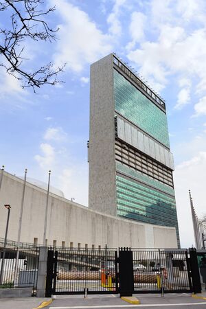 NEW YORK CITY, NY, USA - MAR 30: The United Nations complex was designed by an international team of 11 architects led by Wallace K. Harrison. March 30, 2011 in Manhattan, New York City.のeditorial素材