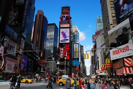 NEW YORK CITY - SEP 5: Times Square, featured with Broadway Theaters and LED signs, is a symbol of New York City and the United States, September 5, 2010 in Manhattan, New York City.のeditorial素材