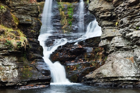Waterfall with trees and rocks in mountain in Autumn. From Fulmer Falls Pennsylvania Dingmans Falls.の写真素材
