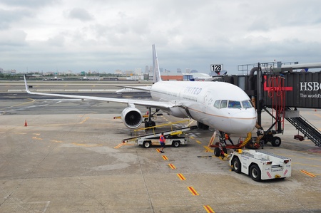 NEWARK, NJ - Oct 5: United Airlines plane at airport on October 5, 2011 in Newark, New Jersey....