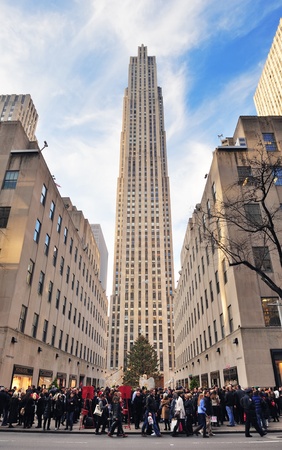 NEW YORK CITY, NY, USA - DEC 30: Rockefeller Center in the day on December 30, 2011 New York City. It was built by the Rockefeller family in 1939 and was declared a National Historic Landmark in 1987.のeditorial素材