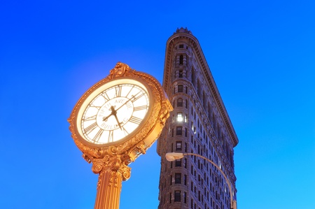 NEW YORK CITY, NY - DEC 30: Flatiron Building at night on March 30, 2011 in New York City. Flatiron building designed by Chicago's Daniel Burnham was designated a New York City landmark in 1966.のeditorial素材