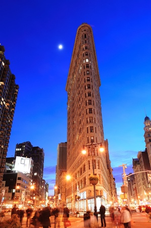 NEW YORK CITY, NY - DEC 30: Flatiron Building at night on March 30, 2011 in New York City. Flatiron building designed by Chicago's Daniel Burnham was designated a New York City landmark in 1966.のeditorial素材