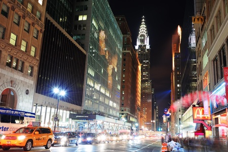 NEW YORK CITY, NY, USA - DEC 30: Chrysler Building at night with street on December 30, 2011, New...