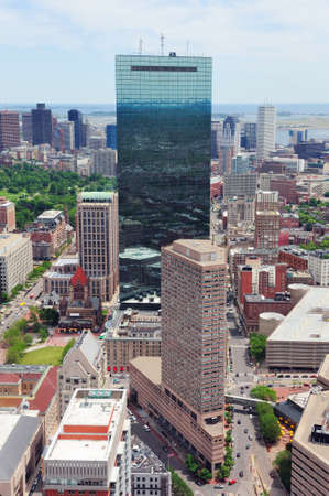 Boston downtown skyline aerial view with modern skyscrapers and street.の写真素材