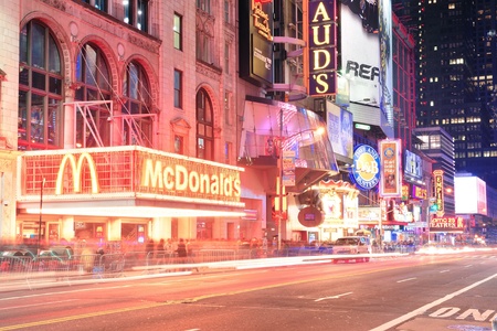 NEW YORK CITY, NY - DEC 12: 42nd Street with traffic and commercials on December  12, 2011 in New...