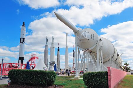 MERRITT ISLAND, FL - FEB 12: Kennedy Space Center Rocket Garden view on February 12, 2012 in Merritt...