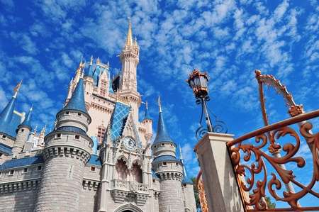 ORLANDO, FL - FEB 13: Cinderella Castle in the day on February 13, 2012 in Orlando, Florida. Magic Kingdom is the most visited theme park in the world attracting 17 million visitors in 2010.のeditorial素材
