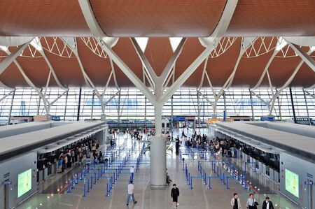 SHANGHAI, CHINA - MAY 27: Pudong Airport interior on May 27, 2012 in Shanghai, China. Pudong airport...