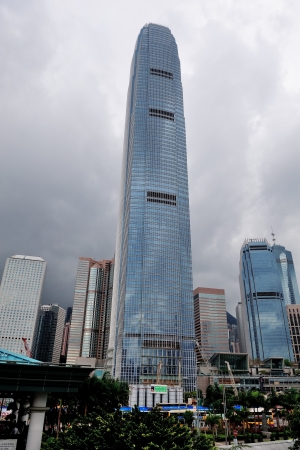 HONG KONG, CHINA - APR 23: The International Finance Centre with city skyline on April 23, 2012 in Hong Kong, China. It is the 2nd in Hong Kong, 4th in China and 8th tallest in the world.のeditorial素材