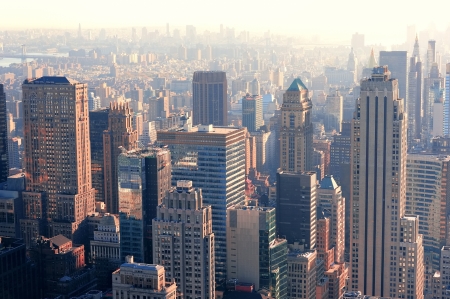 New York City skyscrapers in midtown Manhattan aerial panorama view in the day.の写真素材